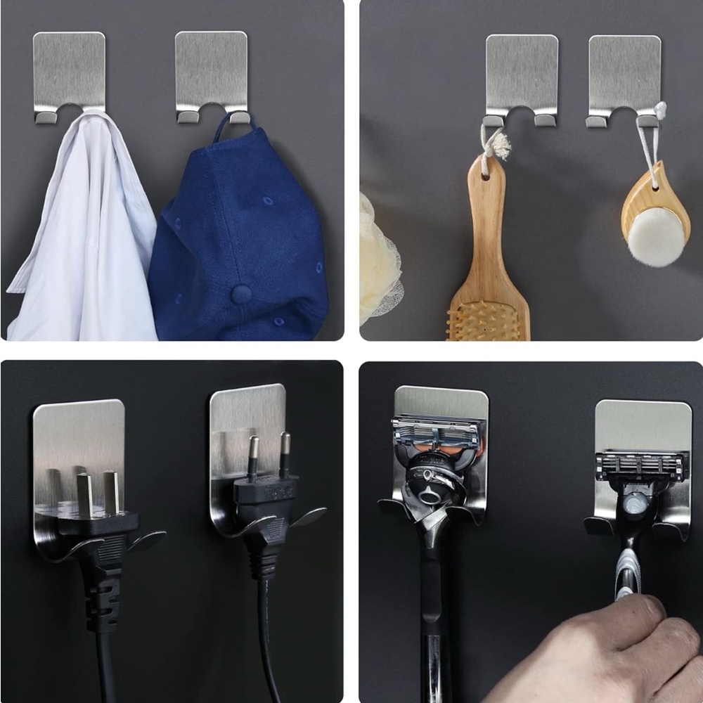 Razor Hanger Hooks for Bathroom Kitchen Stainless Steel Waterproof Self-Adhesive - Picture 15 of 17